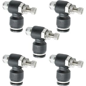 صمام التحكم في تدفق الهواء الهوائي الأسود ، أنبوب 8 مم OD x 1/8 "ضغط الخيط الذكور للاتصال ، 5pcs كوع محول صمام التبديل 90 درجة مناسب للهواء أو الفراغ in Kuwait