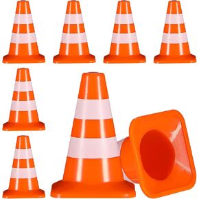 Toyvian 7pcs Miniature Traffic Cones Traffic Signs Mini Traffic Signs Roadblock Cone Pretend Play Toys for Sand Table Engineering Construction
