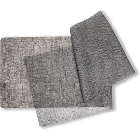 modern-twist Linen Print 100% Plastic Free Silicone Tabletop, Dining, Decoration, Modern Design, Table Runner, Chocolate