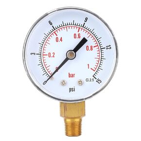 Psi Gauge Low Pressure Gauge Pressure Gauge 1/4 Npt Pressure Gauge,Pressure Gauge 50mm Dial 1/8 BSPT Bottom Connection for Air Water Oil Gas 0-15psi (0-15psi 0-1bar)