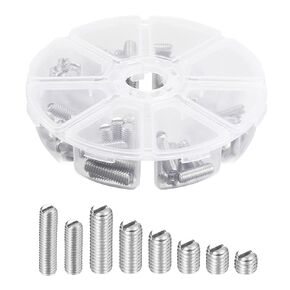 uxcell Slotted Set Grub Screws, M5/M6 Metric 304 Stainless Steel Flat Point Set Screws Assortment Kit 1set (100pcs)
