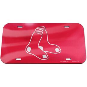 WinCraft MLB Boston Red Sox Crystal Mirror Logo License Plate, Team Color, One Size
