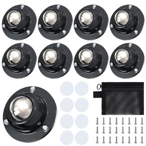 8 Pack Self Adhesive Caster Wheels for Furniture with Storage Bag, Load Capacity 28LBS Per Wheel, Stainless Steel 0.8" Low Profile Swivel 360° Rotating Adhesive Caster Wheels for Furniture Legs