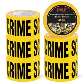 Pyle 6 Pieces Yellow Crime Scene Do Not Cross Tape Set - 656 Foot Long Tape Roll Suitable for a Wide Range of Applications, Including Roadworks, Events, and Hazardous Areas