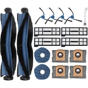 Rebirthcare 17Packs X10 Pro omni Replacement Accessories Kit Compatible with Eufy X10 Pro Omni Robotic Vacuum Cleaner, 4 Vacuum Bags, 2 Mop Pads, 2 Main Brushes, 4 Sweeping Brushes, 4 HEPA Filters