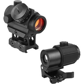 GOTICAL Finger Sight Set, Fixed Backup Front and Rear Sight BUIS Set, Fit Picatinny Rail and Weaver (Combo of - Dot Sight + 3X Magnifier)