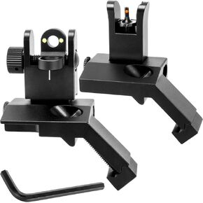 45 Degree Offset Iron Sights, Canted Iron Sights with Red and Green Dots, Flip Up Front Rear Sites Adjustable Front Sight Rapid Transition for Picatinny and Weaver Rails