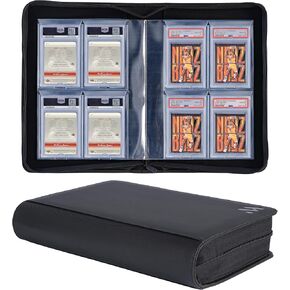 Graded Card Binder,Holds 40 Graded Cards,4 Pocket Slab Binder For PSA,Premium Graded Card Holder with Sleeves Black