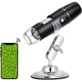 Digital Microscope 50X to 1000X, USB WiFi Microscope Wireless Digital Mini Handheld Endoscope Inspection Camera with 8 Adjustable LED Lights, Compatible with Android, iOS Phone