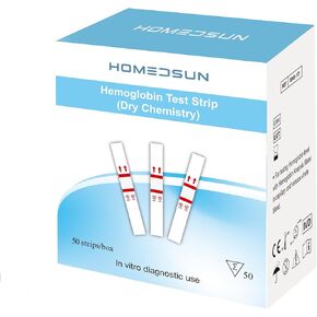 50 Pack Hemoglobin Test Strips with Lancets Droppers Exclusively Compatible with HSBHM-102 Hemoglobin Analysis Meter