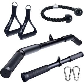 LAT Pulldown Cable Machine Attachments Home Gym, Triceps Rope, D Handle Cable Attachment,39inch LAT Pull Down Bar, Straight Bar