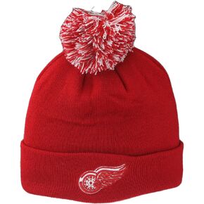 ZHATS Standard Detroit Red Wings NHL Officially Licensed Beanie Pom Icon Team Color, One Size