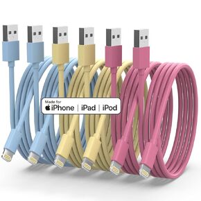 iPhone Charger [Apple MFi Certified] 6Pack 3/3/6/6/6/10 FT Lightning Cable,iPhone USB Fast Charging Cord Compatible with iPhone 14/13/12/11/Pro Max/SE/XR/XS/X/8/7 Plus AirPods