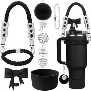 Stanley Cup Accessories Set for 40 oz Tumbler, Straw Cover Topper, Boot Strap Lanyard, Charms, Gift for women