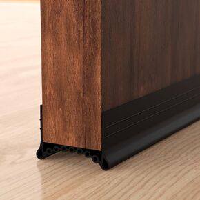 SUNMON Silicone Door Draft Stopper, 39in Upgraded Stripping for Door Slide-On Under Door Seal Blocker, Under Door Sweep Weather Stripping（Black）