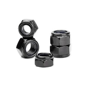 M6X1.0 mm Nylon Insert Hex Lock Nuts Locknuts,304 Stainless Steel 18-8,Black Oxide Finish, Hex Drive,55pcs