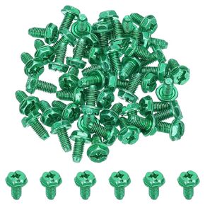 PATIKIL 10-32 x 3/8 Inch Hex Washer Head Grounding Screws, 50 Pack Green Ground Hex Flanged Head for Electrical Junction Boxes, Metal Outlet and Switch Boxes