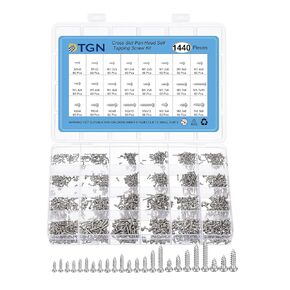 Carbon Steel Nickel-Plated Mini Screw Kit Phillips Pan Head Micro Screws Self-Tapping Laptop Notebook Computer Screws Kit,Silver(Size:M1x3-M2.3x8-1440pcs)