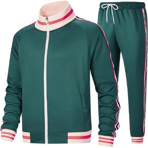 Men's Track suits Sets Long Sleeve Full-zip Sweatsuit Active Jackets and Pants 2 Piece Outfits TZ-2-L