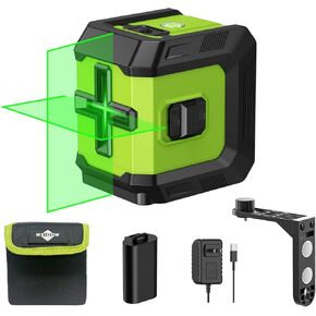 Laser Level Self-Leveling Laser Level Tool Green Cross Line Lazer Level for Construction Indoor Project,Picture Hanging, DIY with 360° Magnetic Pivoting Base, Carrying Bag,Battery