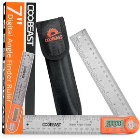 Digital Angle Finder Ruler, Angle Finder with 7 Inch/200 mm with Case Stainless Steel Digital Protractor Angle Finder for Woodworking, Construction Portable Angle Measuring Tool by Coobeast