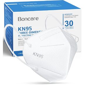 Boncare KN95 Face Mask 30 PCs, 5-Layer Face Mask for Men & Women, Updated Breathable, Comfortable (White)