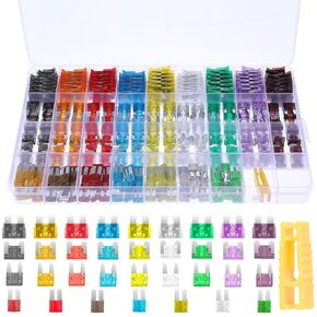 408 PCS Car Fuses Assortment Kit Blade Automotive Replacement Fuses Standard Mini Low Profile Mini Micro2 Blade Fuse ATO ATC APS ATS APR 2A 5A 7.5A 10A 15A 20A 25A 30A 35A 40A for RV Truck