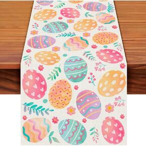 Easter Egg Table Runner 72 x 13 Inch, Colorful Egg Pattern Table Cover for Spring Holiday Celebration, Perfect for Home, Party, Kitchen, Mantel, Dining Decorations