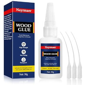 Wood Glue, 30g Super Glue for Wood, CA Glue for Wood Working, Fast Drying Wood Glue for Wood, Furniture, Balsa and Crafts (WGN1-30g)