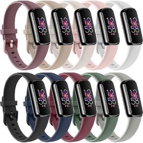 10 Pack Bands for Fitbit Luxe Bands Women Men, Soft Silicone Wristband Adjustable Sport Replacement Strap for Fitbit Luxe Fitness and Wellness Tracker