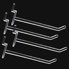 100pcs Plastic Pegboard Hooks Clear Acrylic Hook Plastic Hooks for Retail Peg Board Hooks Peg Board Shelving Hooks for Garage Kitchen Peg Boards Craft Storage (4in/10cm)