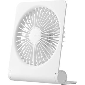 JISULIFE Small Desk Fan, Portable Travel with 4500mAh Battery, USB Rechargeable Folding Design for Flexibility, Strong Quiet Wind with 4 Speed Modes, Ideal Gifts for Office/Home/Camping - White