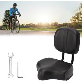 Bike Seat with Backrest, Comfort Bike Seat with Extra Wide Bike Seat Cushion and Adjustable Backrest, Bicycle Bike Saddle for Men, Women, Fit Road Bike, Exercise Bike, Tricycle, Electric Bike
