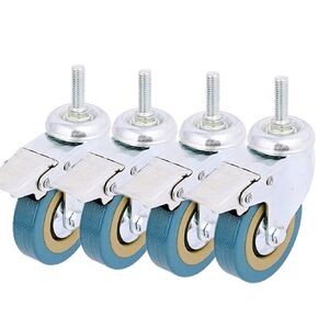 Pack of 4, BoYeeBo Industrial Lockable Threaded Stem Mount Swivel Caster 360°Rotation Non-Marking 3 inch Castor Wheel with Brake for Trolley, Carts, Furniture, Dolly, Workben (M12)