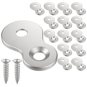 15Pcs Desktop Fasteners, Heavy Duty Figure 8 Table Top Fasteners, Nickel-Colored Table Top Connector Desk Top Fastener Clip with Mounting Screws