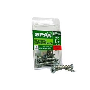 SPAX No. 10 x 1-1/2 in. L Phillips/Square Flat Head Zinc-Plated Steel Multi-Purpose Screw 15 - Total Qty: 1; Each Pack Qty: 15; Total Items Rec: 15, 1.5 inches5