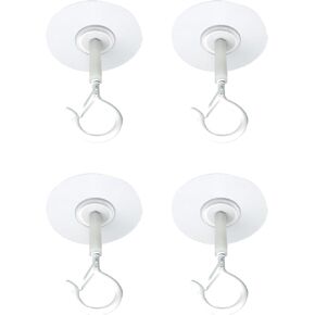 4PCS Self Adhesive Ceiling Hooks with Locking Clip Windproof Hooks Hooks for Hanging Lanterns Plants Wind Chimes String Lights Mosquito Netting White