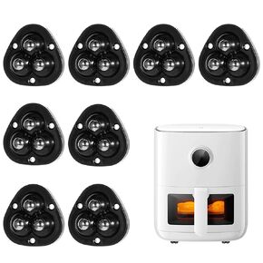 8 Pcs Mini Caster Wheels, 360°Rotation Self Adhesive Caster Wheels, Appliance Wheels Swivel Stainless Paste Universal Appliance Rollers, Small Appliance Wheels for Kitchen Appliances, Black
