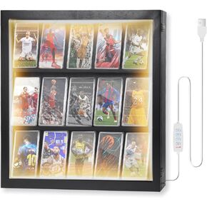 Sports Card Display Case with Led Light, Psa Graded Card Display, Football Card Display, Trading Card Wall Display, Football Card Display Adjustable Lighting Warm and Cold Settings