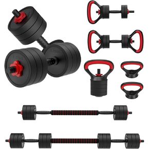 JOROTO Adjustable Dumbbell Set, Weights Dumbbells Set with Connector, 4 in1 Workout Weight Set for Home Gym Used as Barbell, Kettlebells, Push up Stand, Men Women Exercise Fitness Equipment