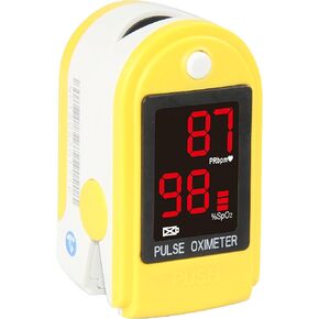 Concord Basics Fingertip Pulse Oximeter - Blood Oxygen Saturation Monitor with Carrying Case, Batteries, Silicone Cover & Lanyard - Easy to Use, Accurate SpO2 & Pulse Measurement (Yellow)