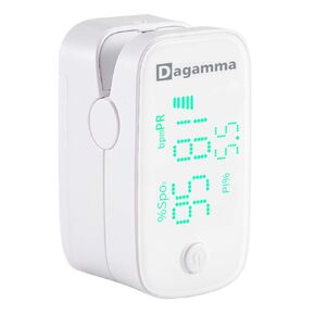 Dagamma DP250 Fingertip Pulse Oximeter, Heart Rate Measurement, Blood Oxygen Saturation Monitor SpO2 with LED Screen, IP22 Level Water and Dust Resistance, Batteries, Lanyard (White)
