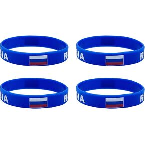 4 Pcs Russia Russian Country Flag Rubber Bracelets, National Flag Silicone Bracelet, Rubber Wristbands Patriotic Decorations Gift