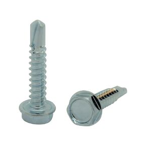 100 Qty #10 x 5/8" Zinc Hex Washer Head TEK Self Drilling Sheet Metal Screws (BCP65)