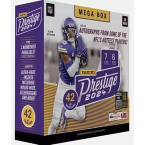 2024 Panini Prestige Football Mega Box (42 Cards/Box) Look for Daniels, Maye, Nix Rookies!