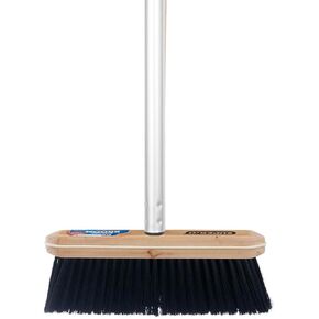 Superio Kitchen Broom Premium Black Tampico Bristles, with Grey Metal 3-Part Handle, Heavy Duty Household Broom - Easy Swiping Dust and Wisp, Home, Kitchen Bedroom, Lobby, Floors and Corners