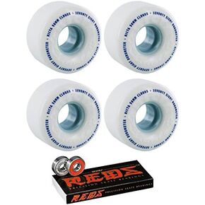 Ricta 56mm Wheels Clouds White/Blue Skateboard Wheels with Bones Bearings - 8mm Bones Reds Precision Skateboard Bearings - Bundle of 2 Items