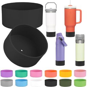 2Pcs Silicone Boot Sleeve for Stanley IceFlow Fast Flow Water Bottle 24oz,Silicone Boot Bumper for Stanley Quencher 40oz,for IceFlow 20oz 30oz,for Quick Flip GO 24oz Bottle（Thickened）