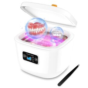 Ultrasonic Retainer Cleaner Jewelry Cleaner Machine, 45kHz Portable Mouth Guard Cleaner, Ultrasonic Cleaner for Retainer,Dental,Mouth Guard, Ring,Silver,Jewelry