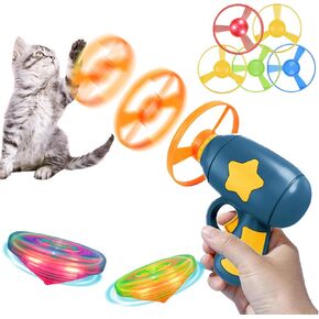 Glow Flying Disc Launcher Toys Outdoor Toys for Kids Age 3-12 Flying Saucer Toy Discer Discer Spinner Disc Disc Flying Disc for Indoor Outdoor Games Cat Fetch Toy (Blue)